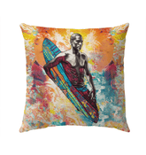 Sophisticated Surfing 5 13 Outdoor Pillow with stylish wave patterns for a luxurious outdoor ambiance.